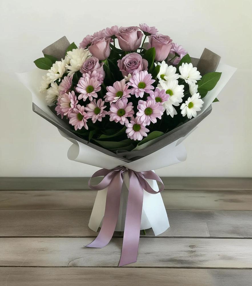 Букет цветов из: Хризантемы и Розы в Аркадаке