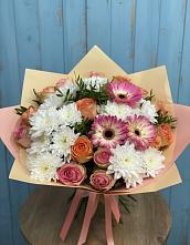 Букет цветов из:  Розы, Герберы и Хризантемы в Аркадаке