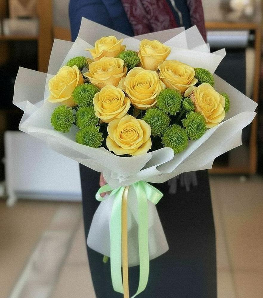 Букет цветов из: Хризантемы и Розы в Аркадаке