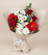 Букет цветов из:  Розы, Хризантемы, Герберы и Лилии в Аркадаке