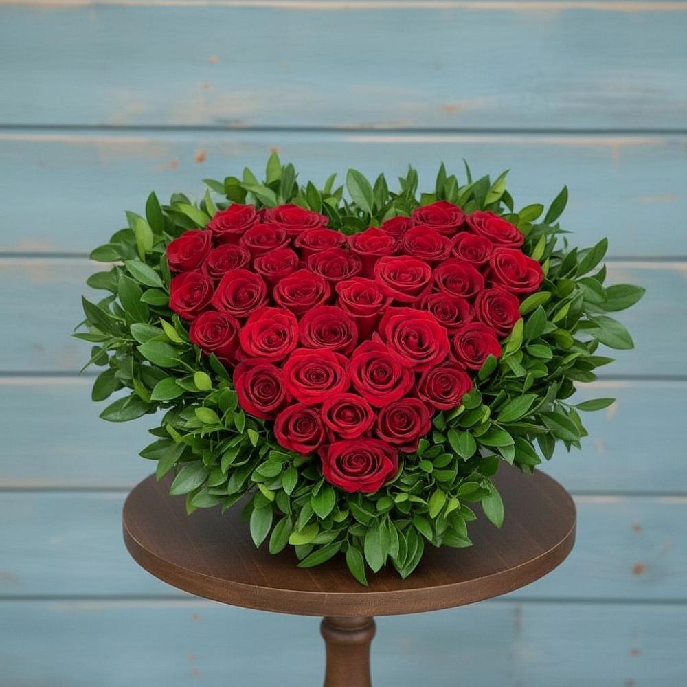 Цветочная композиция из Розы в виде сердца в Аркадаке