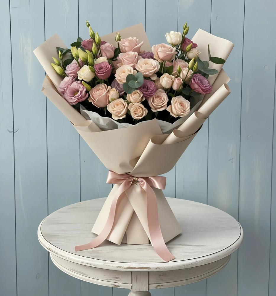 Букет цветов из: Розы и Лизиантусы в Аркадаке