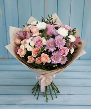 Букет цветов из:  Хризантемы, Розы и Альстромерии в Аркадаке