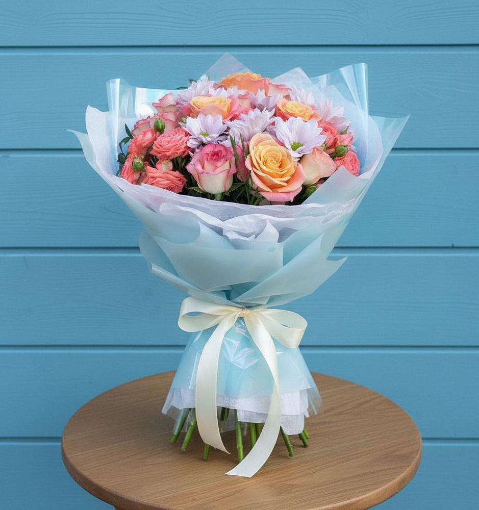 Букет цветов из: Хризантемы и Розы в Аркадаке