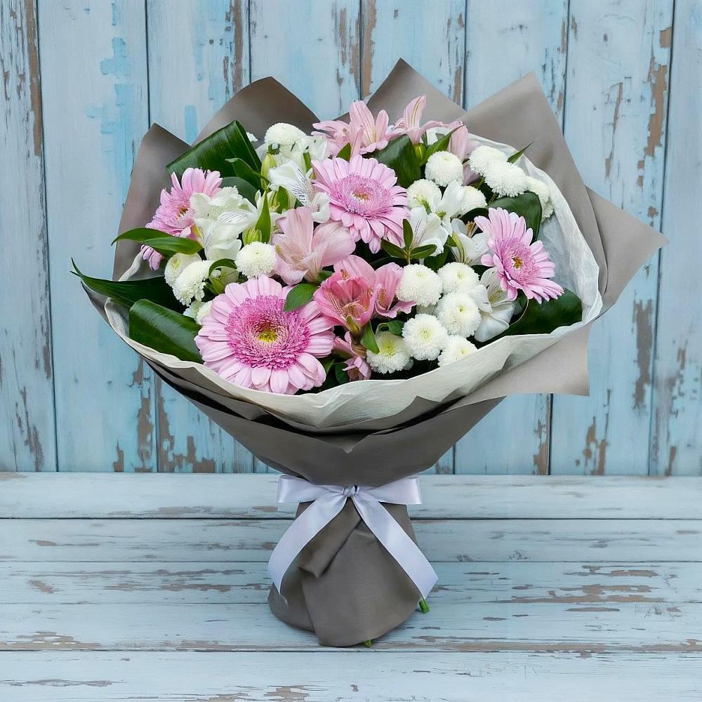 Букет цветов из: Герберы, Альстромерии и Хризантемы в Аркадаке