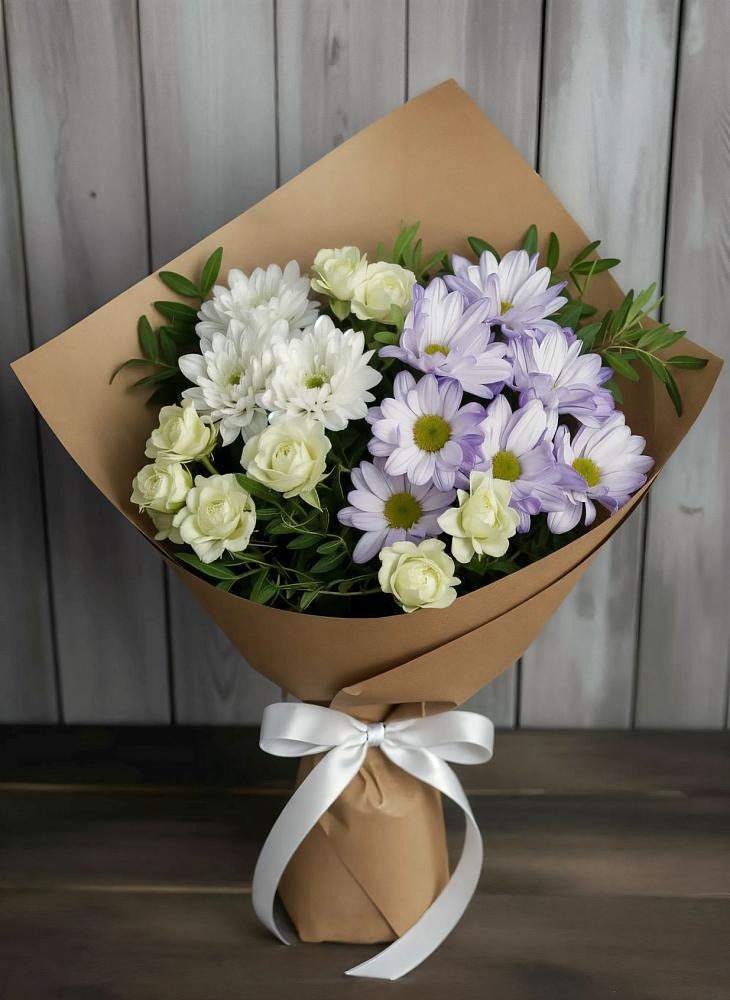 Букет цветов из: Хризантемы и Розы в Аркадаке